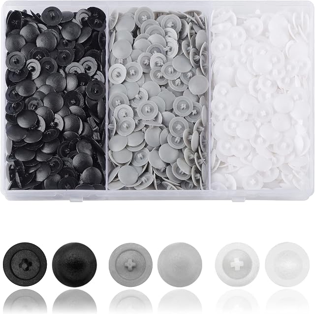 DesertBoy About 900Pcs Pozi Screw Cover caps Plastic Cross Head Screw Cover Caps Fit 7-8mm Phillips Screw(Black,White,Grey)