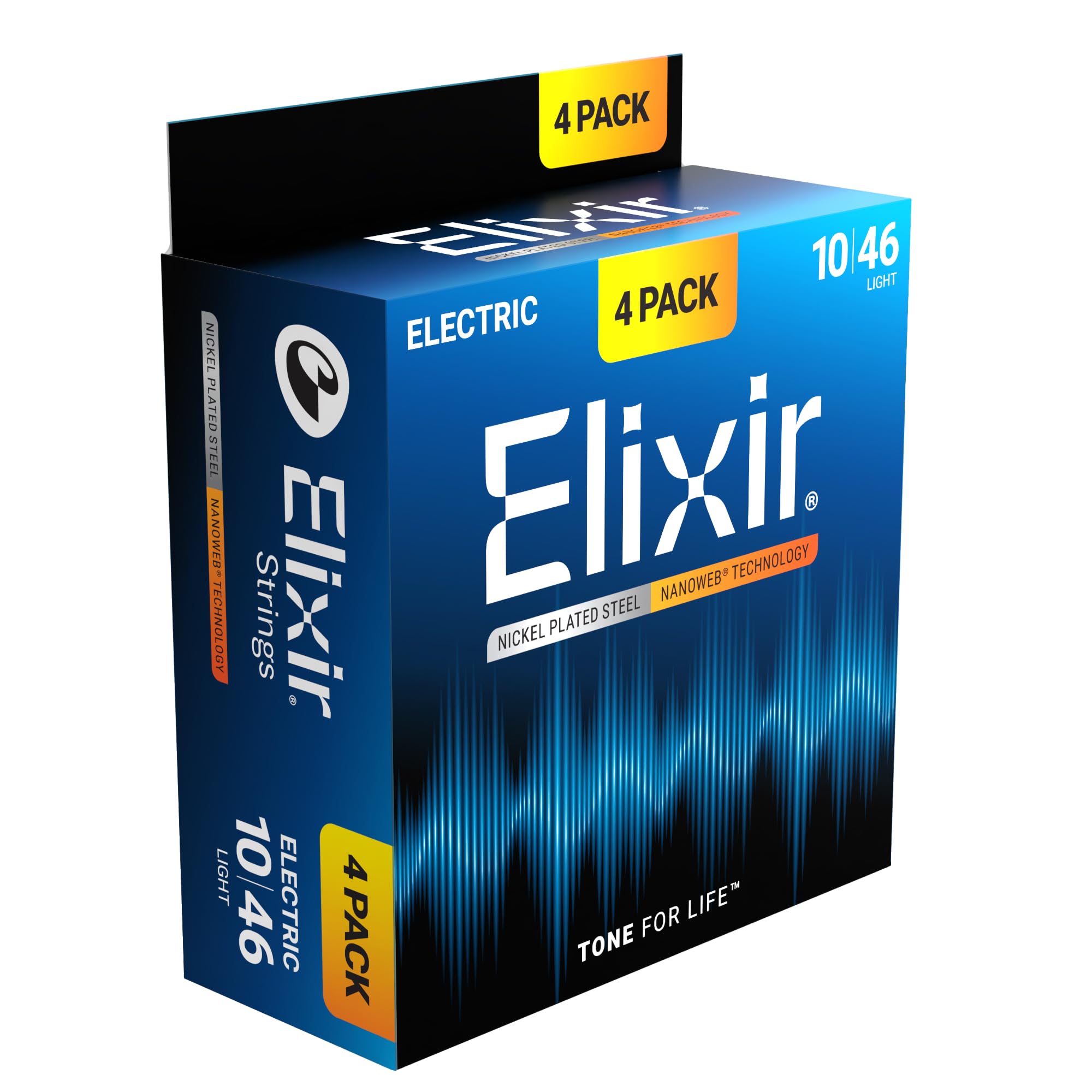 Elixir® Strings Electric Guitar Strings with NANOWEB® Technology, Light (.010-.046) - Amazon Exclusive 4 Pack