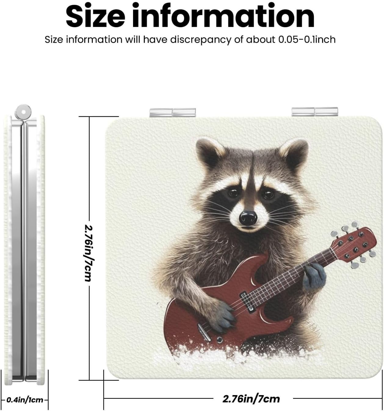 Funny Raccoon Makeup Mirror Double-Sided 1X/2X Magnifying Mini Travel Vanity Mirror for Pocket Purse Clutch, Handheld Beauty Mirrors for Men Women image 3