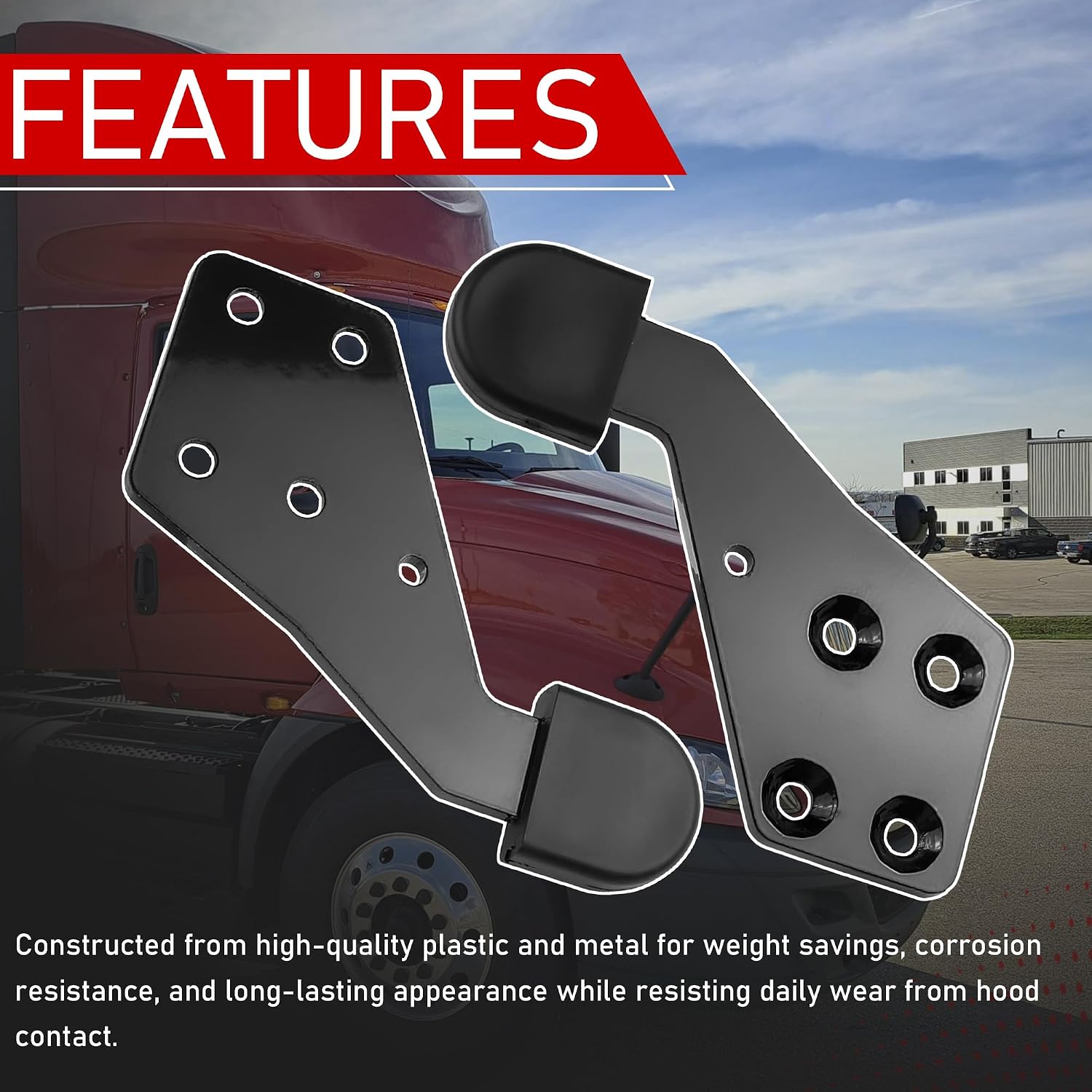 Hood Guide Poly Left Driver Side & Right Passenger Side IHC Combo Set Compatible with Select International Trucks Replaces HLK2733R HLK2733L 3810979C1 3810978C1 3810981C1 3810982C1