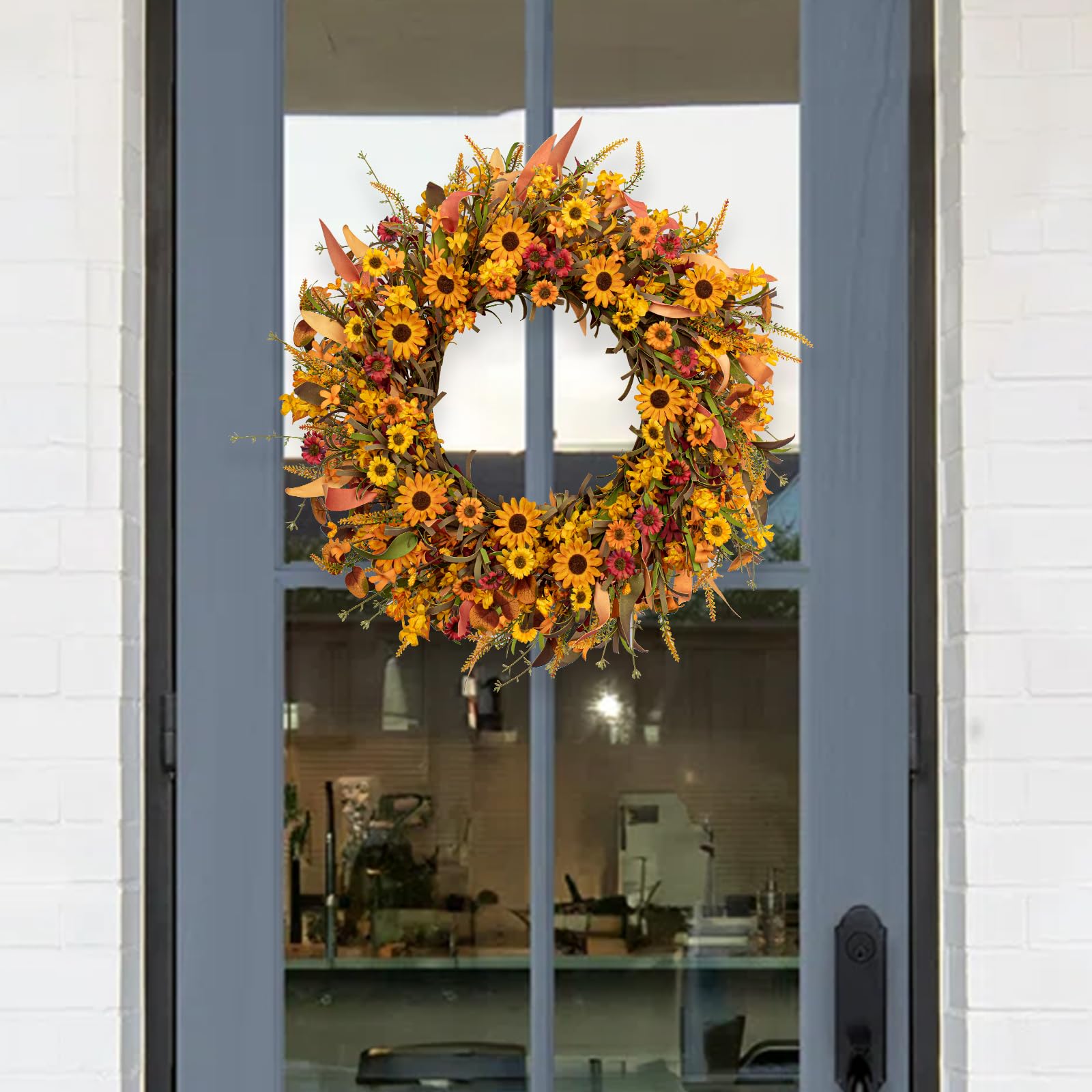 Amazon.com: J'FLORU Artificial Fall Wreath 22 Inch Fall Wreaths