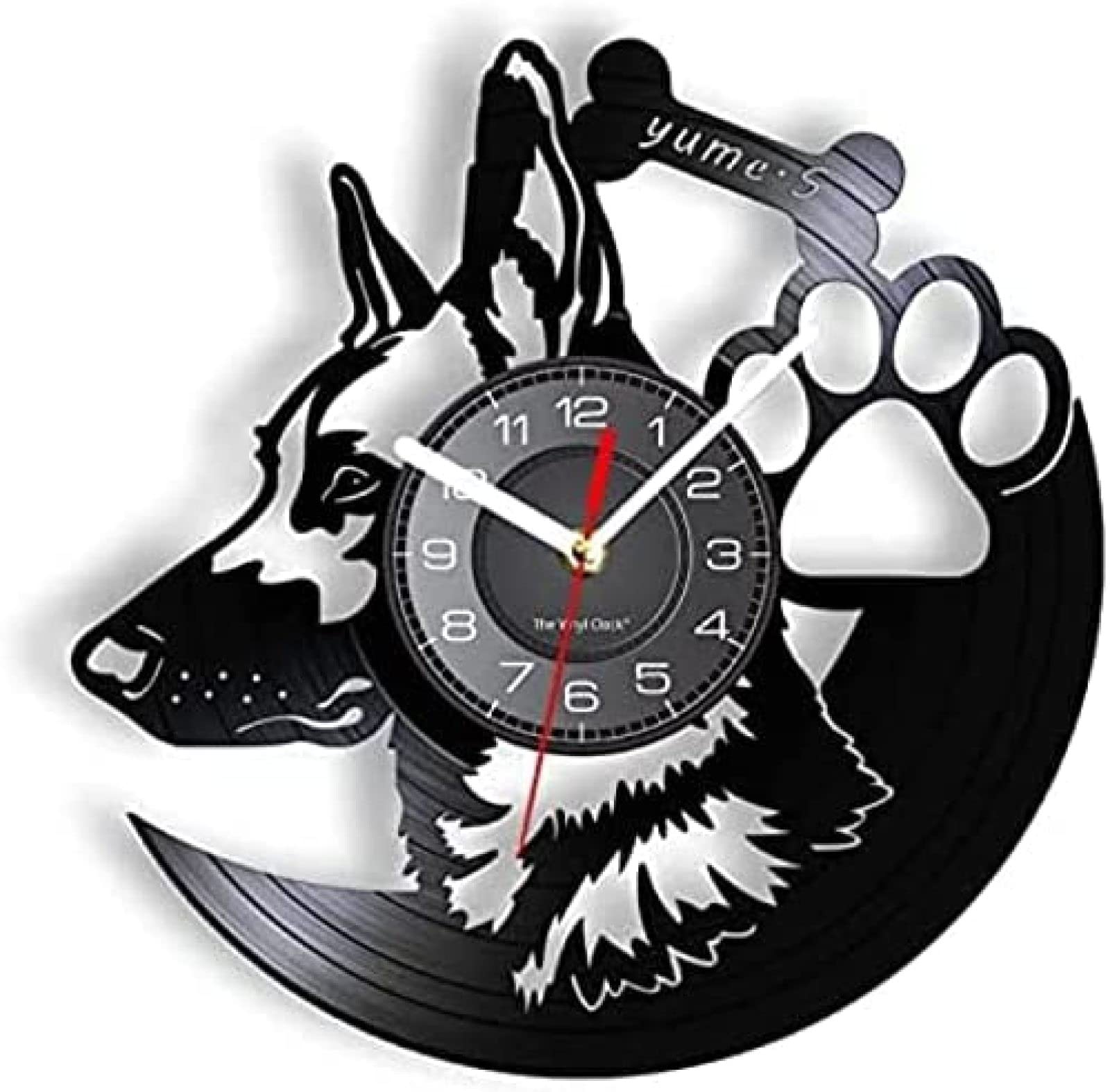 Horloge Murale Berger Allemand en Vinyle 30 cm Décoration Salon Idée Cadeau Maître Chien