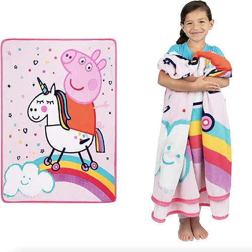 Miniatura 5 de Peppa Pig - Paquete de baño y ropa de cama para niños  Toalla suave con capucha (24 x 50 pulgadas) + manta de micro raschel súper suave (46 x 60