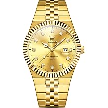 OLEVS Mens Stainless Steel Watch, Luxury Diamond Analog Dress with Date | Fancy 3 Hand Integrated Bracelet Quartz Watches, Unique Fluted Bezel Waterproof Luminous Watch, Reloj Para Hombres
