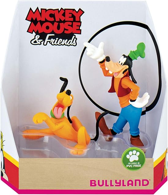 Bullyland 15085 Toy Set Walt Disney Mickey Mouse Gift Set Pluto and Goofy, Lovingly Hand-Painted Figures, PVC-, Great Gift for Boys and Girls for Imaginative Play