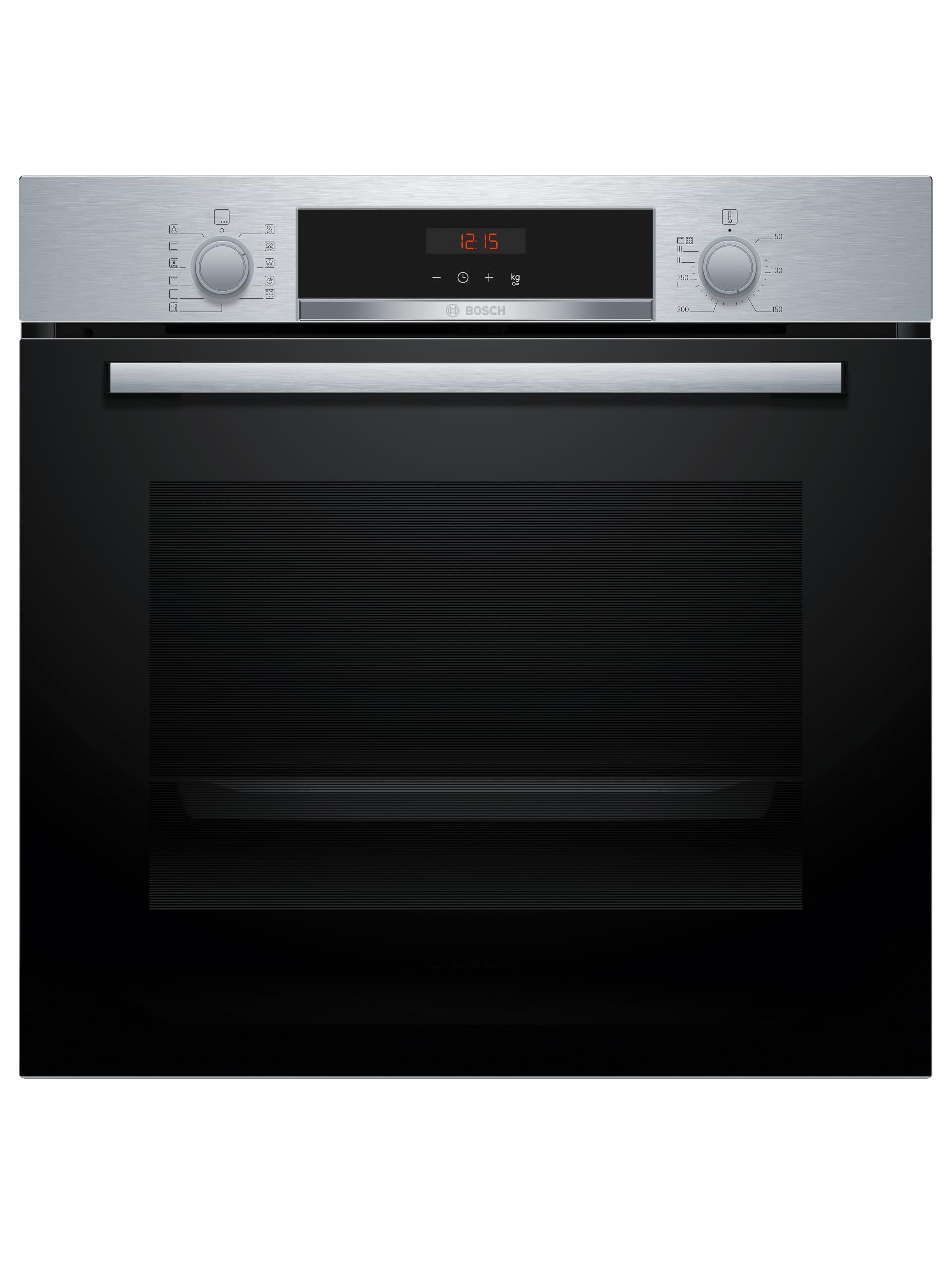 Bosch - Horno Multifunción Pirolítico, Serie 4, 60 cm. de ancho, Asistente de limpieza, Acero, HBA574ES3