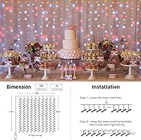 Vista 6 de JMEXSUSS - Cadena de luces de Navidad rojas y blancas de 300 LED con control remoto, luces de cortina de Navidad de 9.8x9.8 pies, enchufe, 8 modos