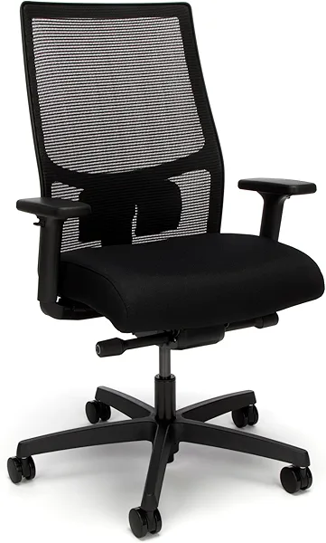 HON Ignition 2.0 Mid Back Task Chair, Advanced Synchro-Tilt Control, Office Chair with Lumbar Support, Height and Width Adjustable Arms, Black Frame, Black