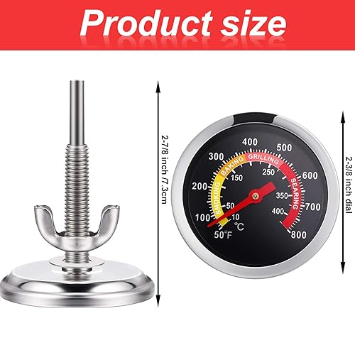 Miniatura 2 de Frienda 3 paquetes de medidor de temperatura para parrilla de carbón, termómetro de parrilla de madera, termómetro de parrilla de carbón, indicador