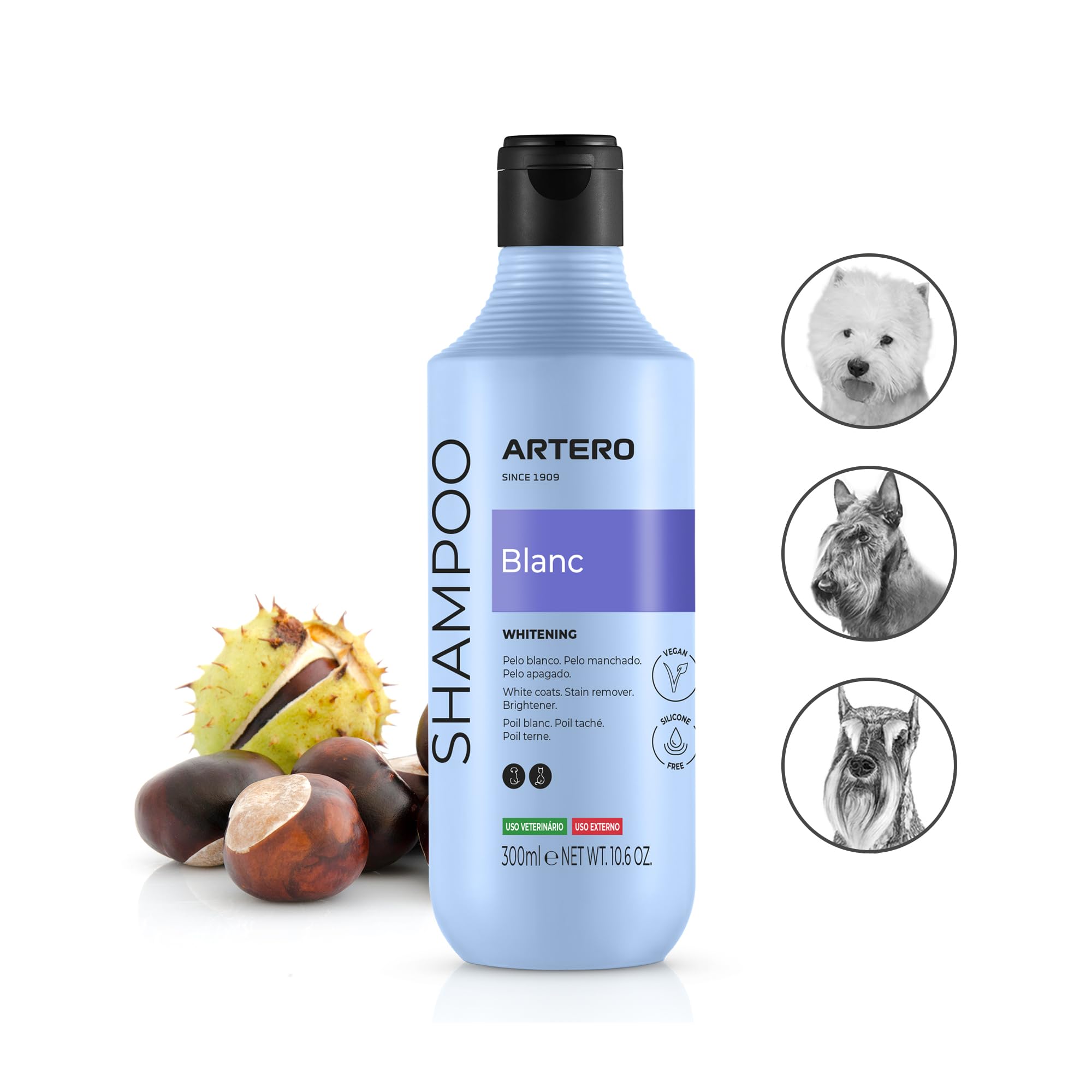Artero Pack Productos Bichón Maltés – Champú Limpiador de Ojos y Mascarilla para Perros de Pelo Blanco, Hidratación, Brillo y Cuidado Profesional del Manto