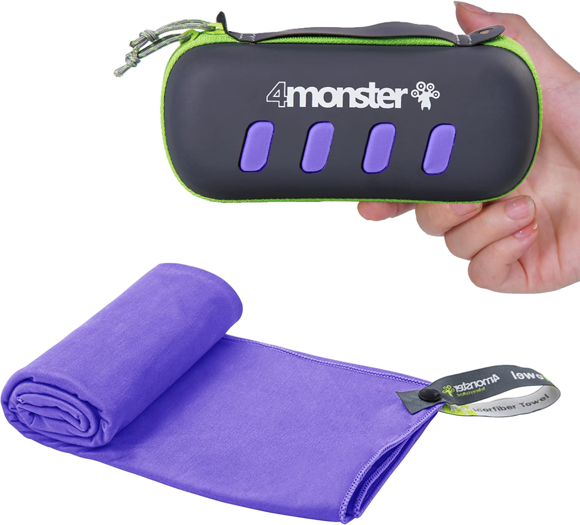 - 4Monster Camping Towel Super Absorbent-Quick Dry Microfiber Towel Ultra Compact & Soft-Travel Towel Lightweight for Backpacking,Hiking,Gym,Beach,Swimming,Yoga