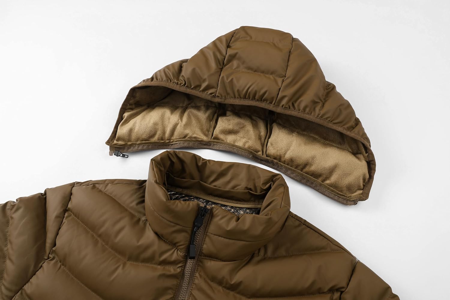 Men's autumn and winter trend: detachable hat, thick and warm full zipper windproof imitation down jacket