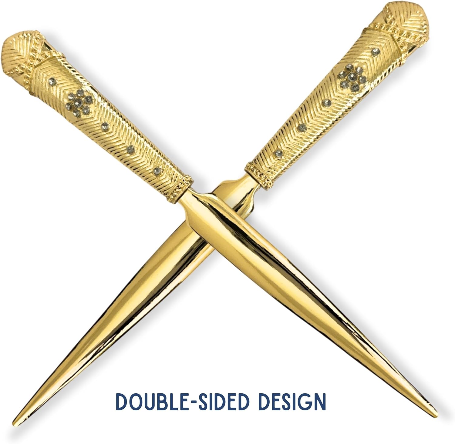 Bejeweled Gold Letter Opener with Clear Crystal Embellishments | Elegant Office Desk Accessory | Premium Gift Bag