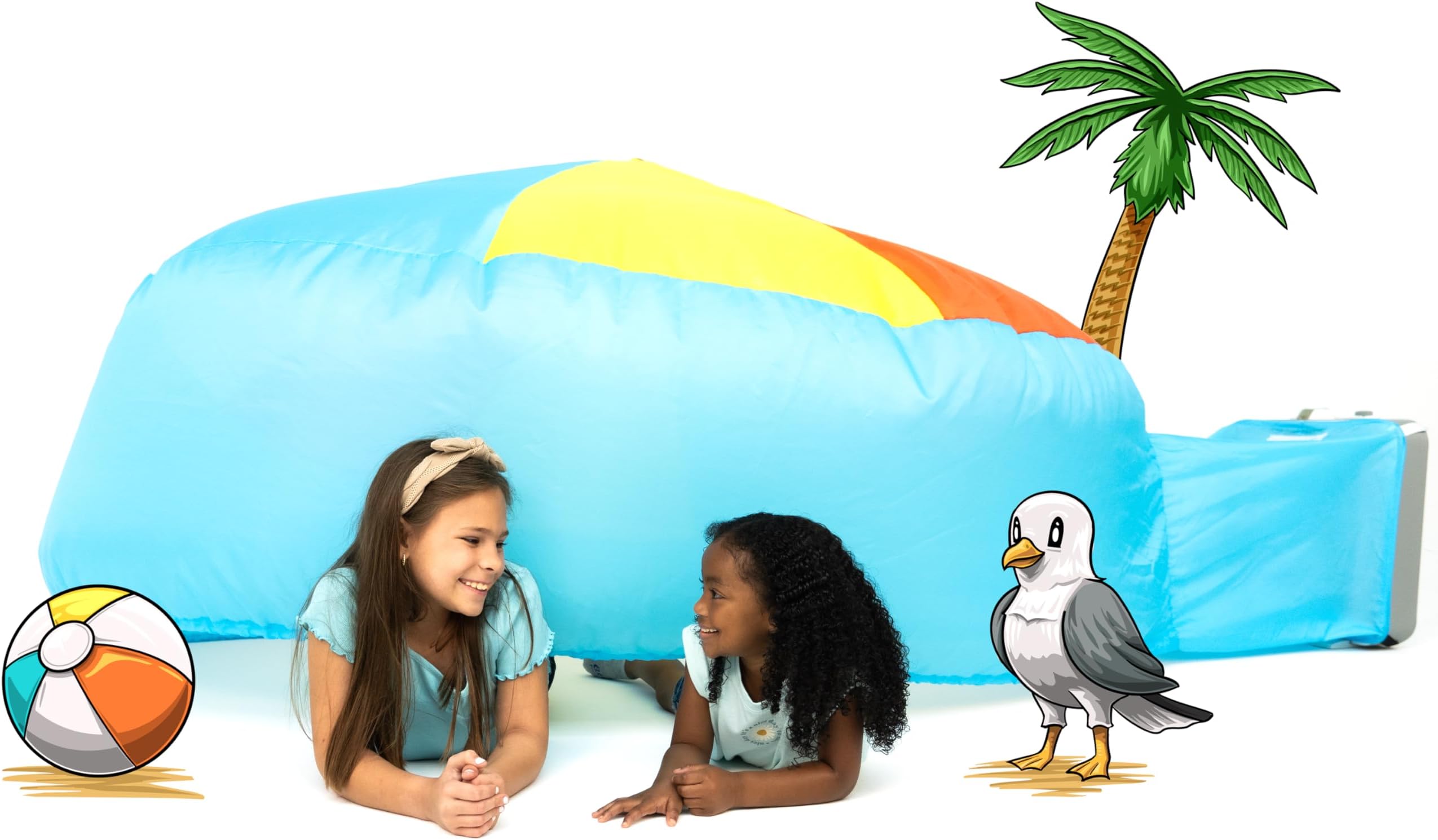 The Original Patented AirFort - Build A Fort in 30 Seconds, Inflatable Fort for Kids, Play Tent for 3-14 Years, A Playhouse Where Imagination Runs Wild, Fan not Included (Beach Ball Blue)