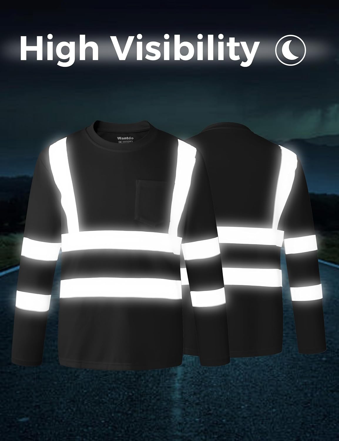 wantdo Hi Vis Shirts for Men Reflective Safety Shirts Construction Work T Shirts