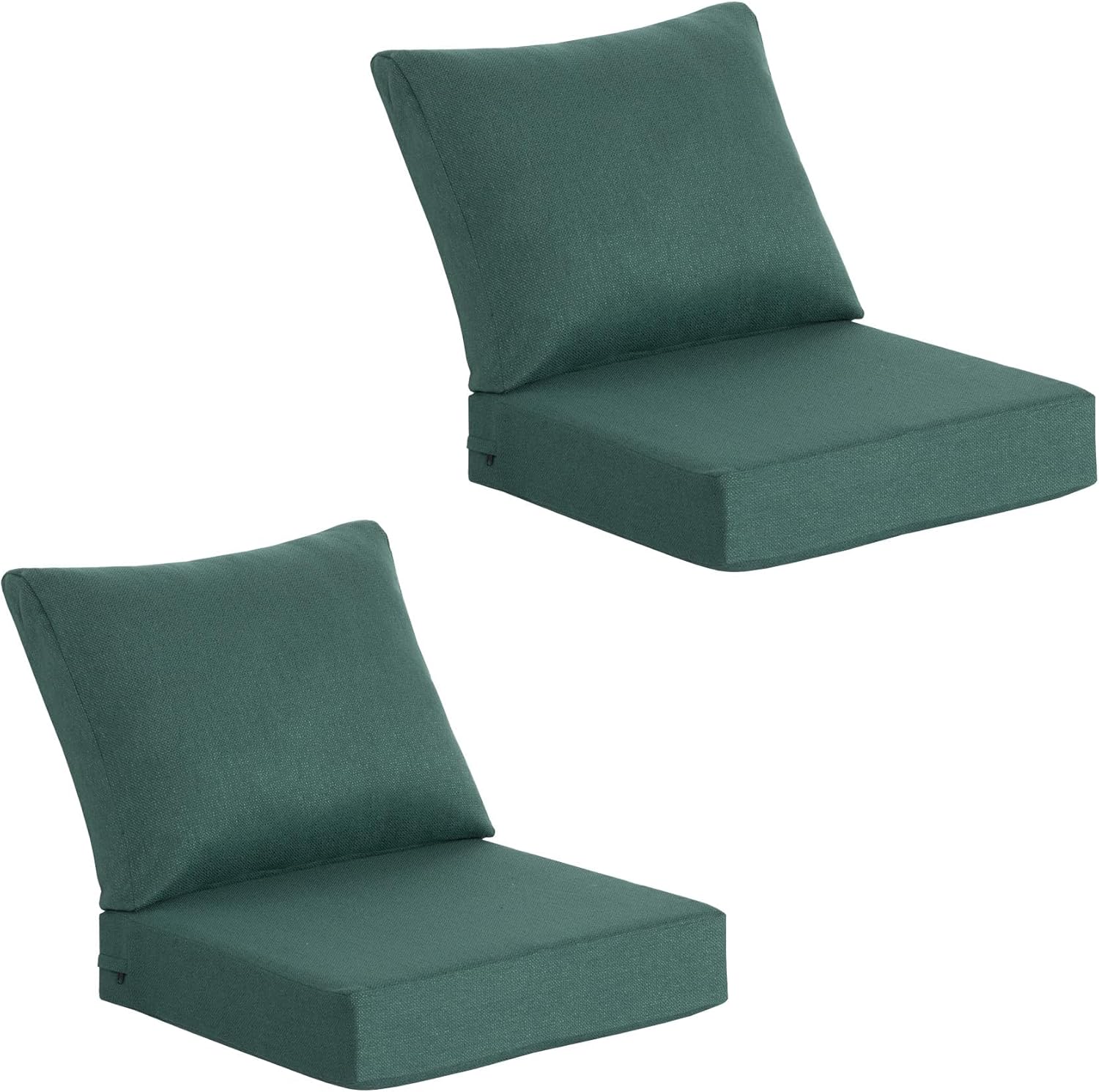 Outdoor Deep Seat Cushions (24"x24") 2 Sets, Water-Resistant Fade Resistant Cushions with Removable Covers & High Resilience Foam with YKK Zippers for Patio Furniture,Deep Teal