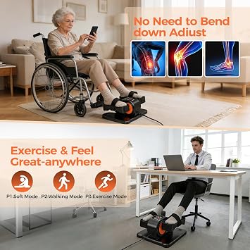 Under Desk Elliptical - Leg Exerciser for Seniors, Compact Seated Elliptical with Remote Control, LCD Display Electric Elliptical Trainers for Home Good Gift