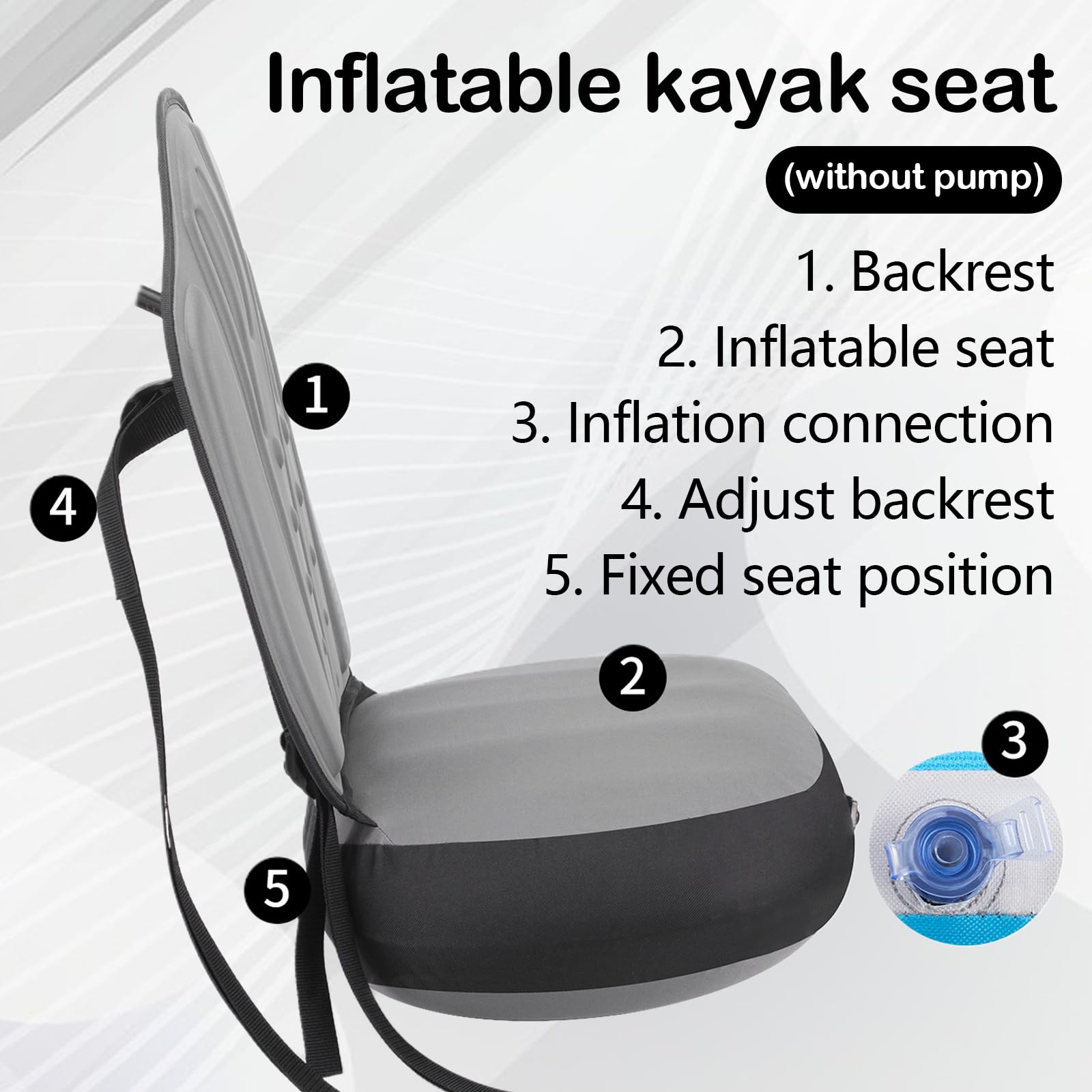 Asiento de Tabla de Paddle Surf Inflable, Cojín Universal para Kayak con Respaldo, Asiento de Kayak Ajustable Asiento Paddle Surf para Botes Inflables Canoa y Entusiastas de la Pesca