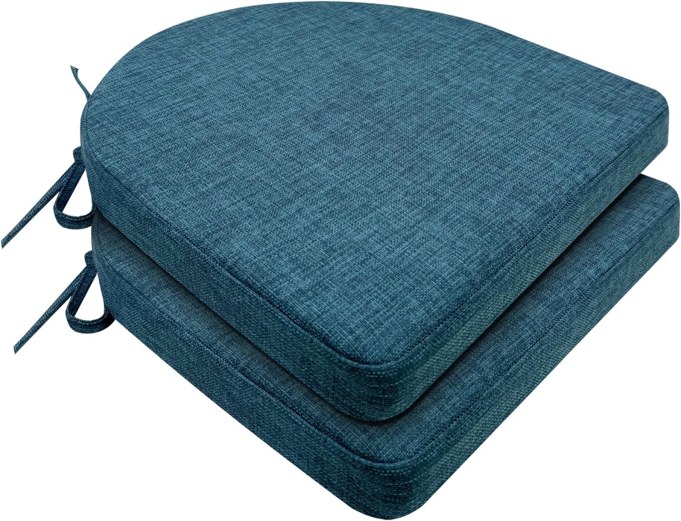 Chair Cushions for Dining Chairs 2 Pack 35D High-Density Foam Seat Cushions for Kitchen Chairs with Ties Non Slip and Removable Cover Chair Pads 16.5" x 16.5" x 2" (Lake Blue)