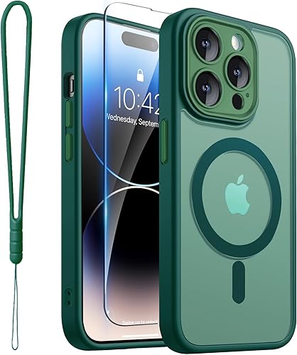 Miniatura 18 de ROYBENS Funda transparente mate para iPhone 14 Pro-Max compatible con Magsafe, protección completa de lente de cámara, protector de pantalla, correa