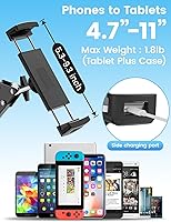 Vista 6 de Tablet Floor Stand with 4.2LB Base,Overhead Bed Phone Stand Angle Height Adjustable Tablet Holder Bed,Phone Stand for iPad/iPhoneX/iPad Pro Air