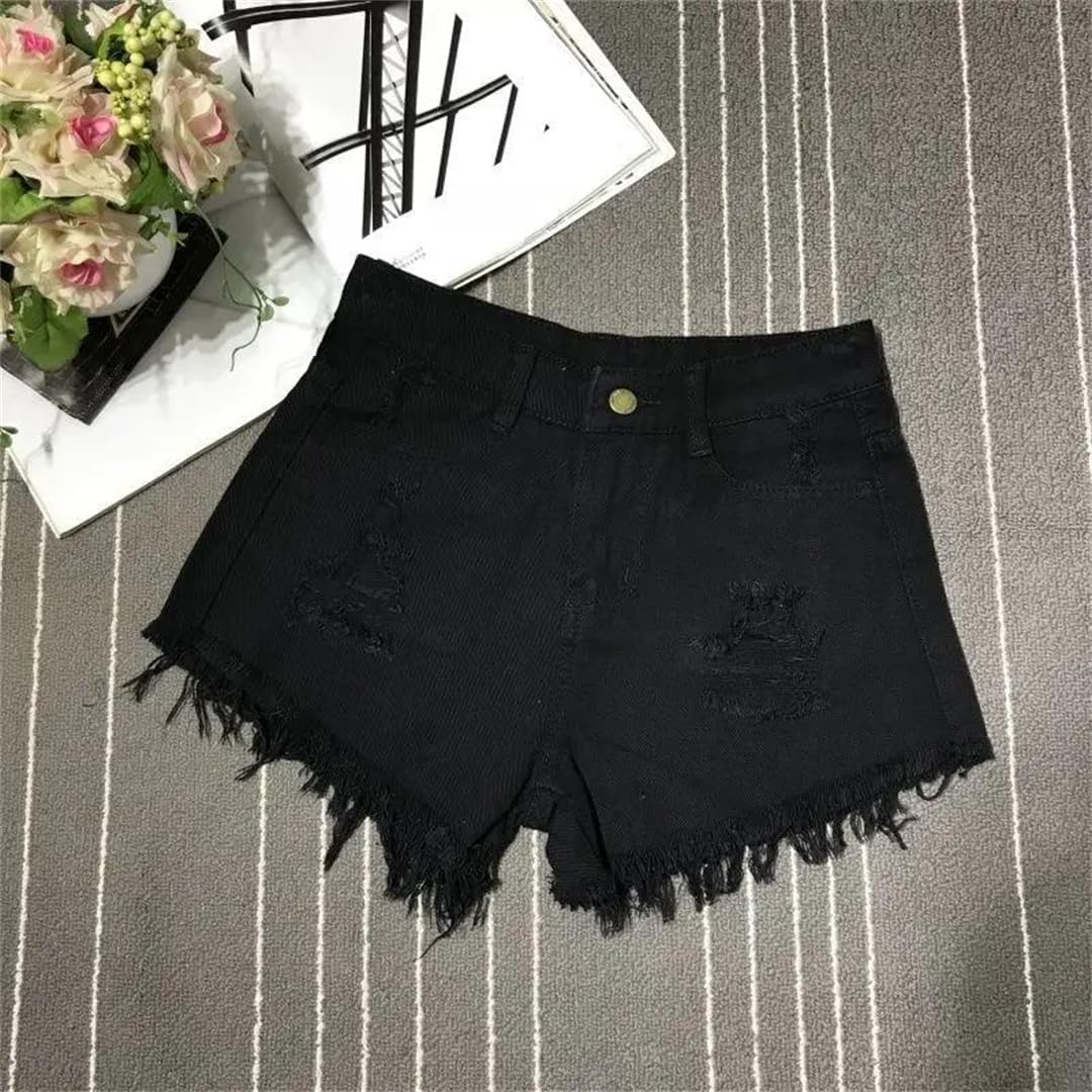 Women's Sexy Hollow Out Retro High Waist Loose Denim Shorts