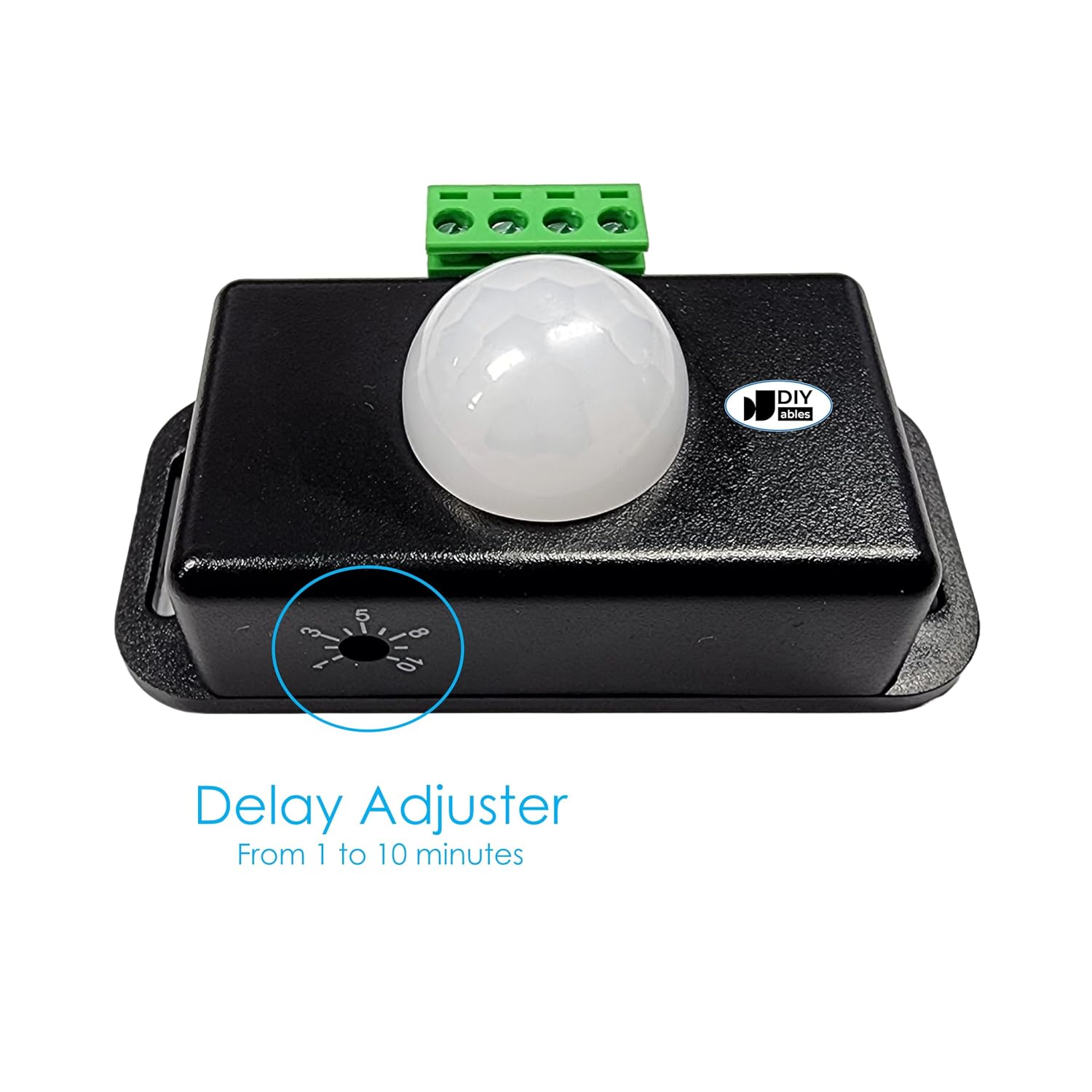 Motion Sensor Switch Controller with PIR Sensor, DC 5V-24V Input/Output, Adjustable Delay Timer, Terminal Block & Enclosure - for Lights, Automation & Security Systems