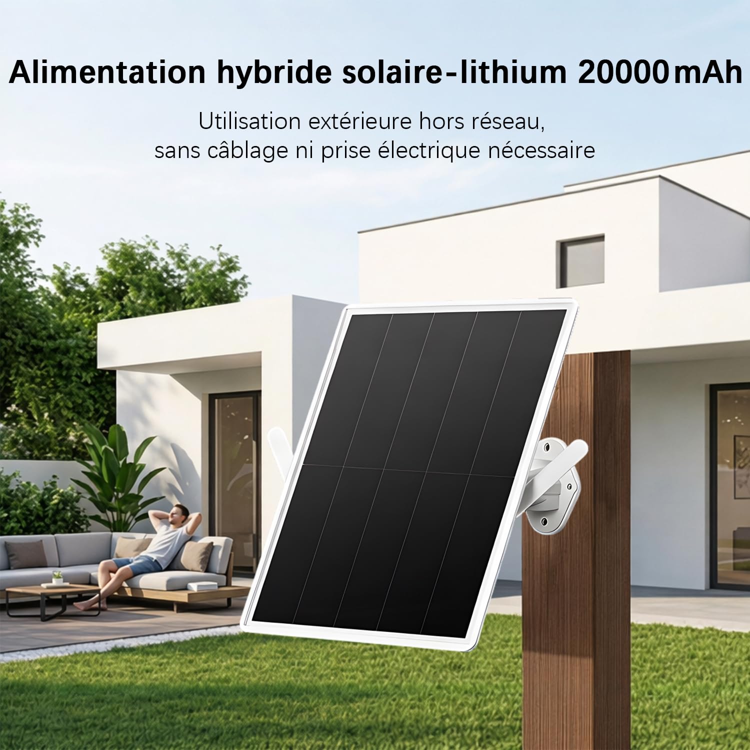 Répéteur Solaire d'extérieur résistant aux intempéries, amplificateur de Signal Internet sans Fil 2,4 GHz avec énergie Solaire + Batterie de 20000 mAh, Pas de Zones mortes WiFi pour la