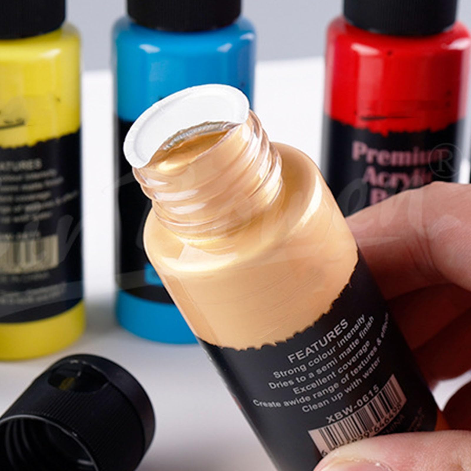 Professionelles Aquarellfarben-Set, 24 Flaschen mit flüssigen Aquarellfarben à 60 ml sowie 3 synthetische Pinsel für Erwachsene, Anfänger und Künstler – hochpigmentiertes,