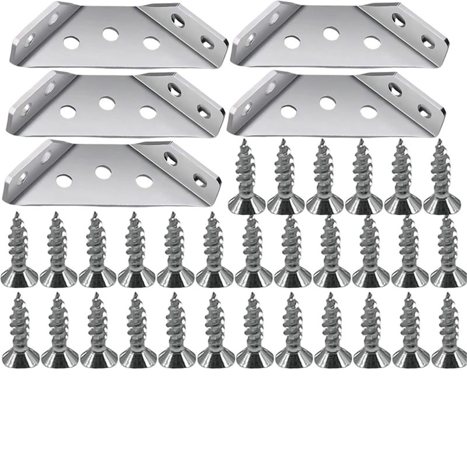 Cidegoo 5Set Corner Code 1-24Set Corner Brackets Stainless Steel Furniture Angle Shelf Connector Cabinet Support Fixing Frame Brace With Screw(5Set)