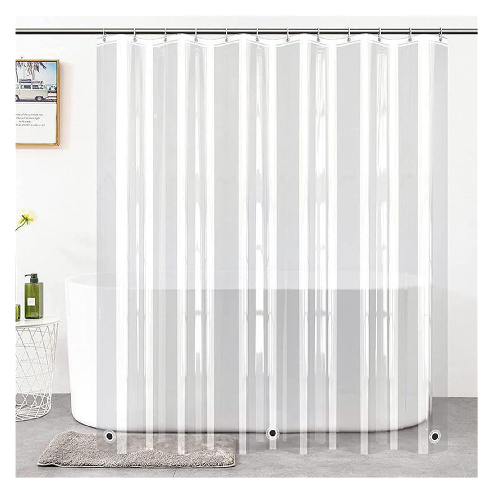 PIGENEQW Shower Liner Cloth Waterproof Plastic Shower Curtain with Grommets Transparent Bathroom Liner Thicken Accessories