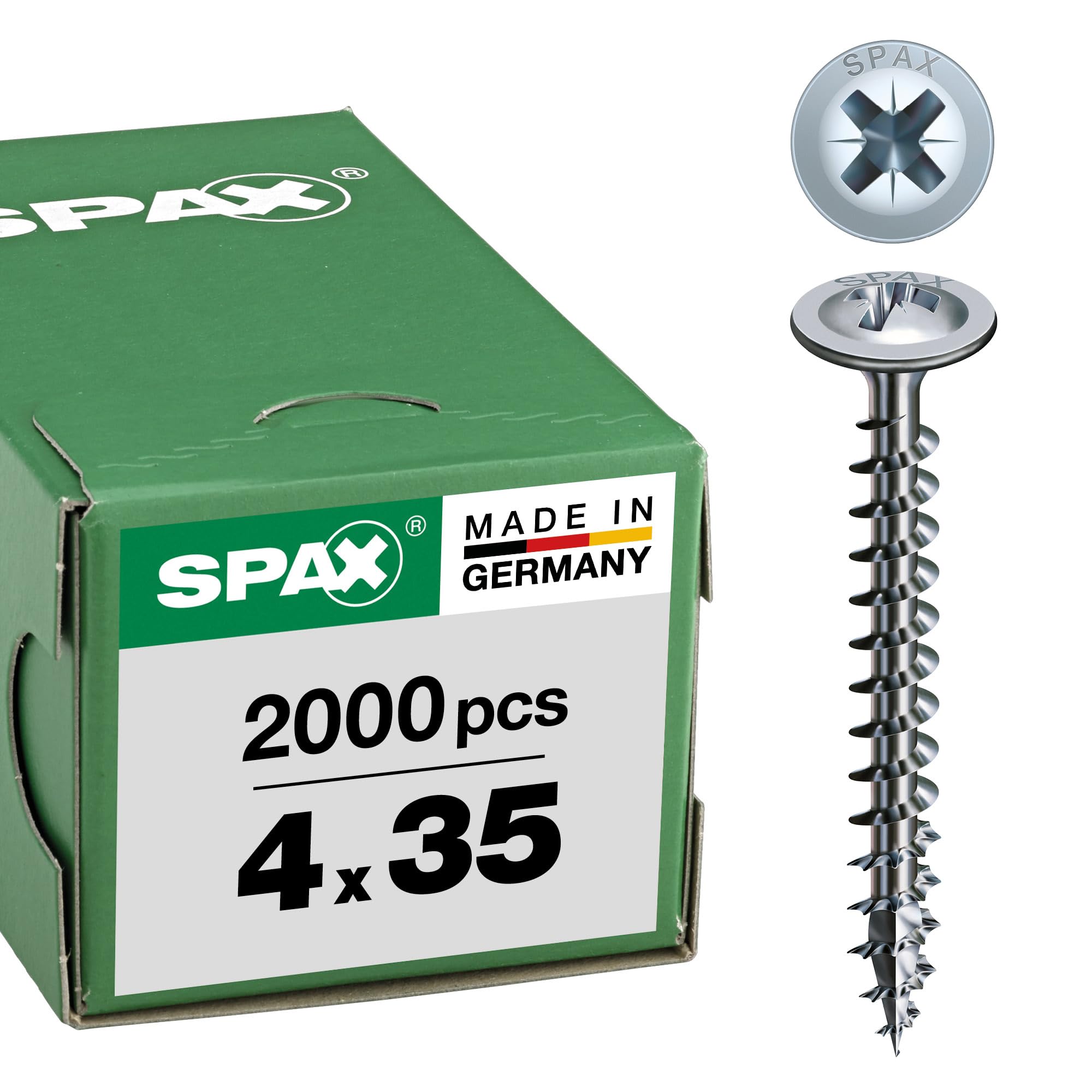 SPAX Rückwandschraube, 4,0 x 35 mm, 2000 Stück, Kreuzschlitz Z2, Rückwandkopf, Vollgewinde, 4CUT, WIROX A3J, 0281010400352