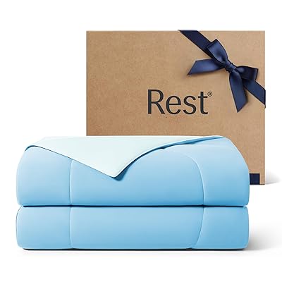 REST® Evercool® Cooling Comforter, Full/Queen, Blanket for Hot Sleepers, All Season Bedding to Keep Cool for Night Sweats, Breathable Lightweight Blanket, 90"x90" Inches, Midnight Blue