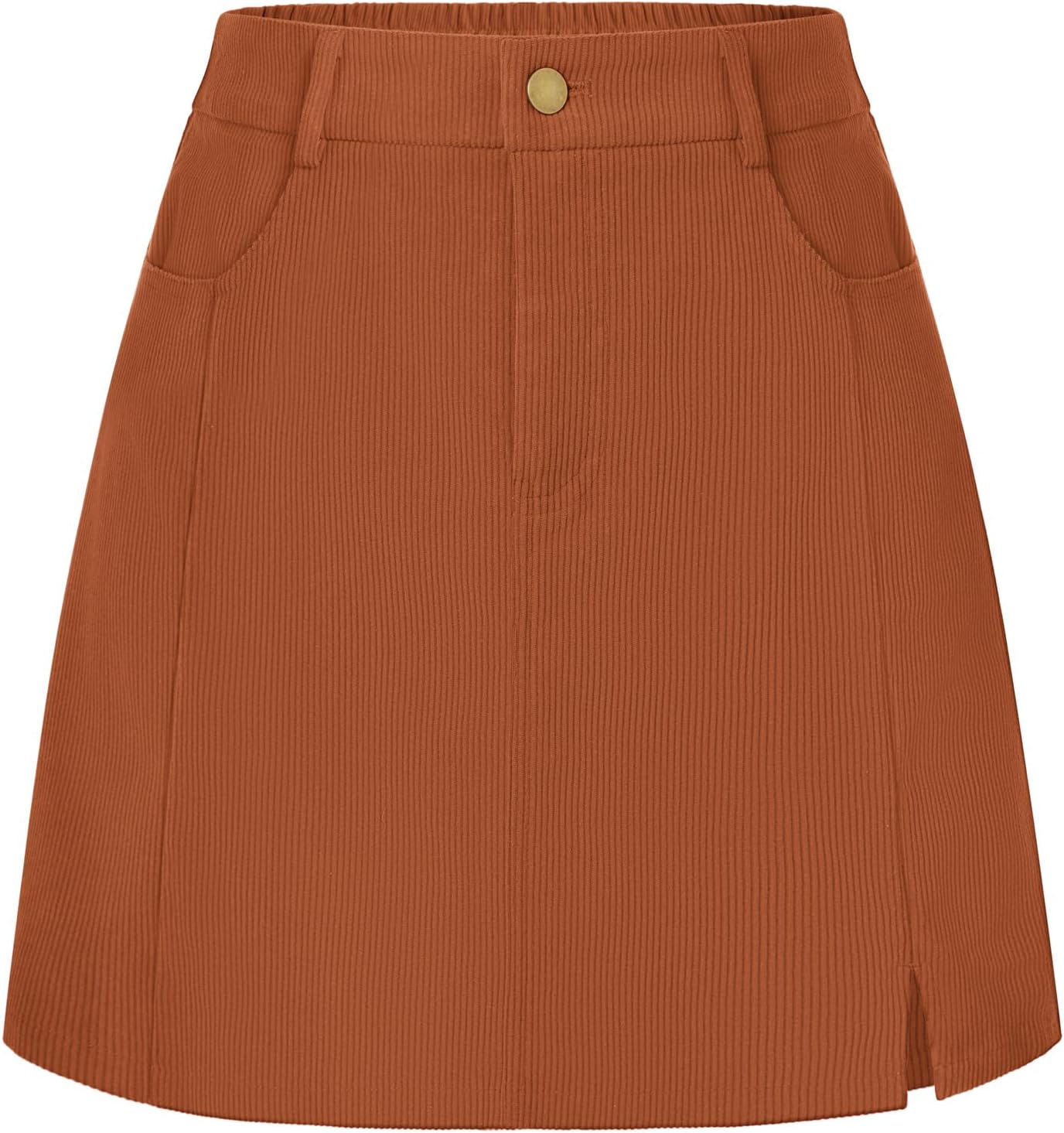 Belle Poque Women Corduroy Mini Skirt with Pockets Classic A-Line Fall Winter Basic Short Skirts