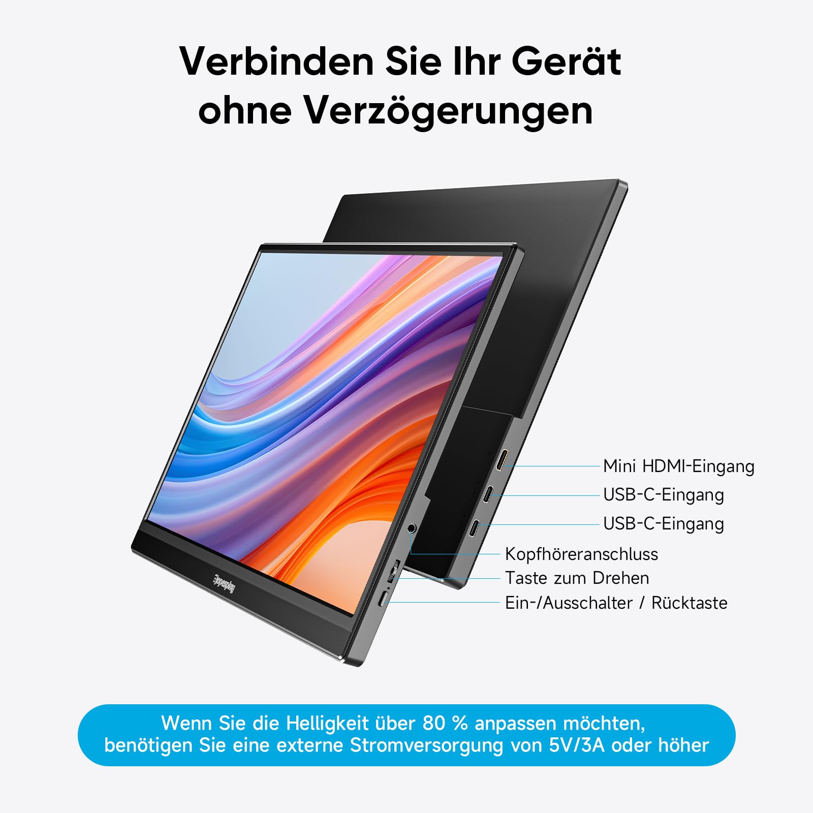 Dopesplay Monitor Przenośny 15,6 cala, Ultra-cienki FHD 1080P IPS, Mobilny Monitor USB z Podstawą i Głośnikami, Kompatybilny z Laptopem, PC, Mac, PS4/5, Xbox i Switch