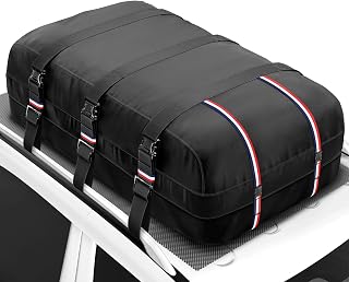 Kylinlucky Roof Cargo Bag 15 Cubic Feet – IPX6 Waterproof, 1200D Triple-Layer, Universal Fit for Cars & SUVs (No Rack Needed), with 6 Hooks, Anti-Slip Mat & Storage Bag