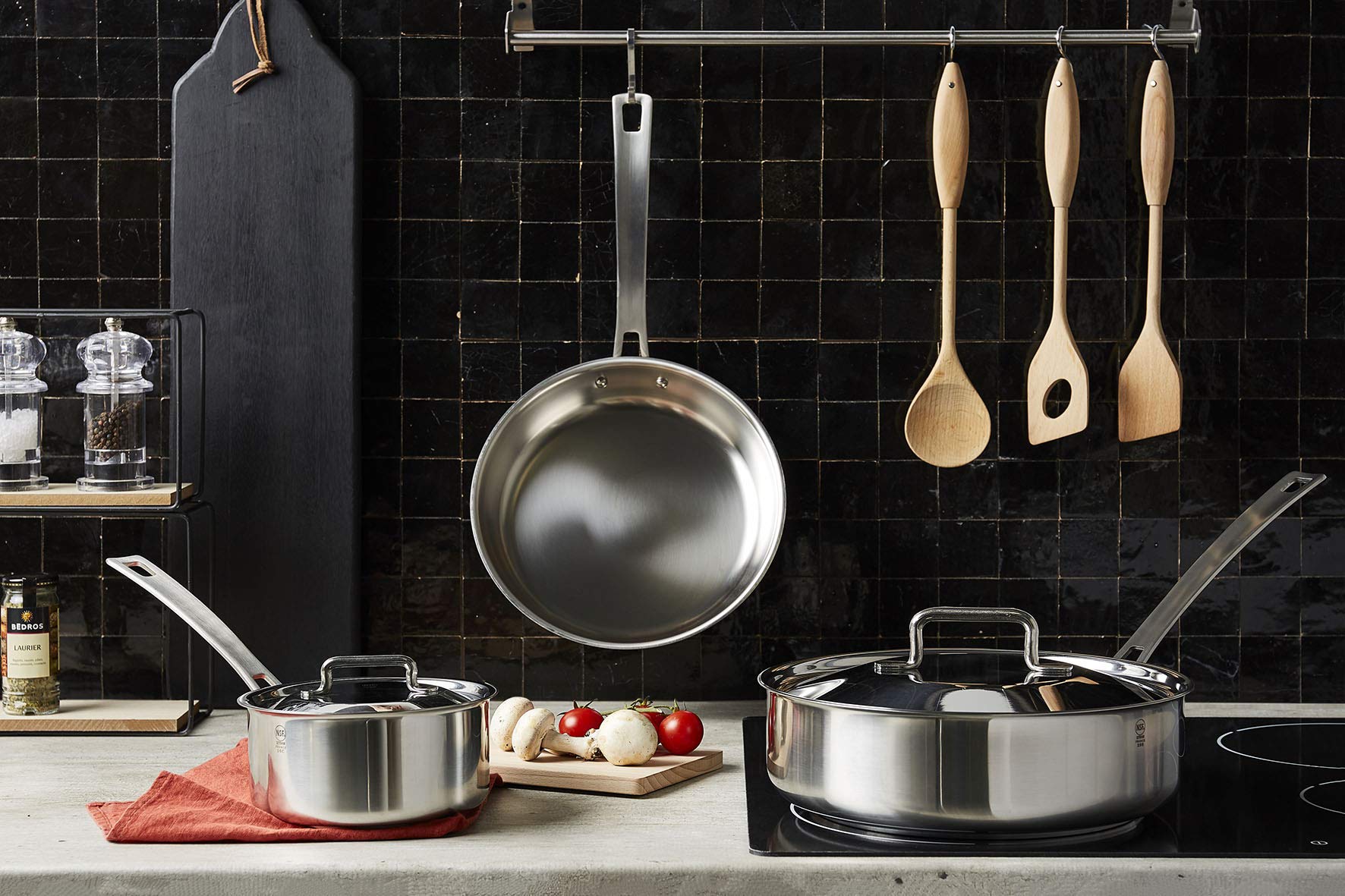 Sitram 712020 Poêle Horeca R diam. 34 cm + poignée inox, 4.3 liters, Acier Inoxydable