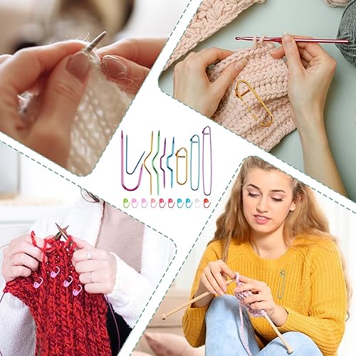 Miniatura 4 de 9 soportes de puntada de aluminio para tejer agujas de cable con marcadores de puntada, broche de seguridad para tejer suéter, soporte de puntada,