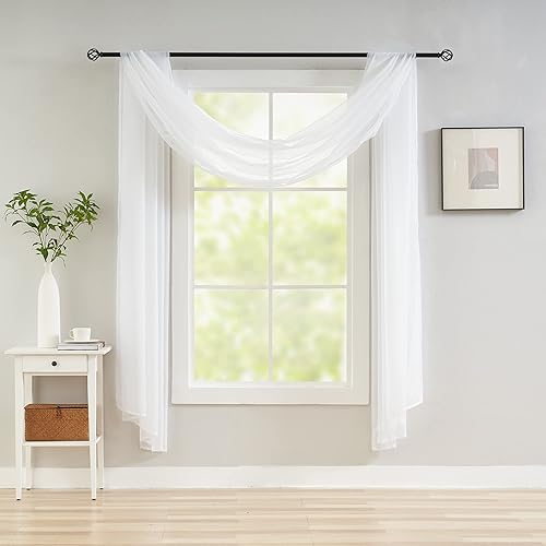 Miniatura 4 de Cortinas traslúcidas blancas para ventanas de 216 pulgadas de largo, tela transparente para drapear, cortina de cama, bufanda, camino de mesa para