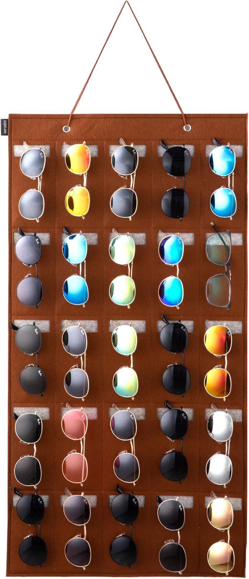Sunglasses Organizer Storage- Hanging Eyeglasses Wall Pocket Mounted,Eyewear Display,25 Slots