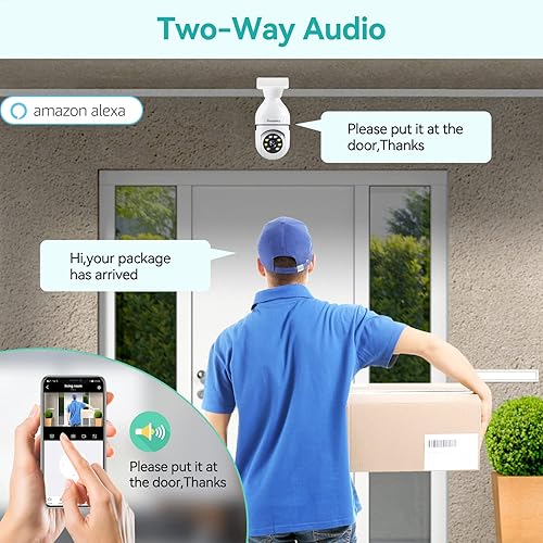 Miniatura 6 de Cámara de seguridad con bombilla de 3 MP, Alexa E27 cámara de enchufe de luz para exteriores, cámara IP inalámbrica WiFi para el hogar con alarma de