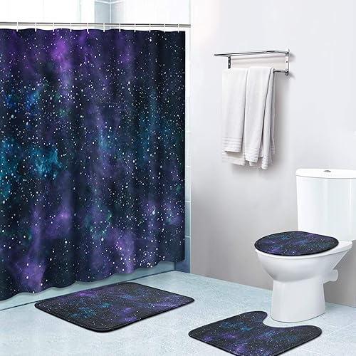 Britimes 4 Piece Shower Curtain Sets, with 12 Hooks, Space