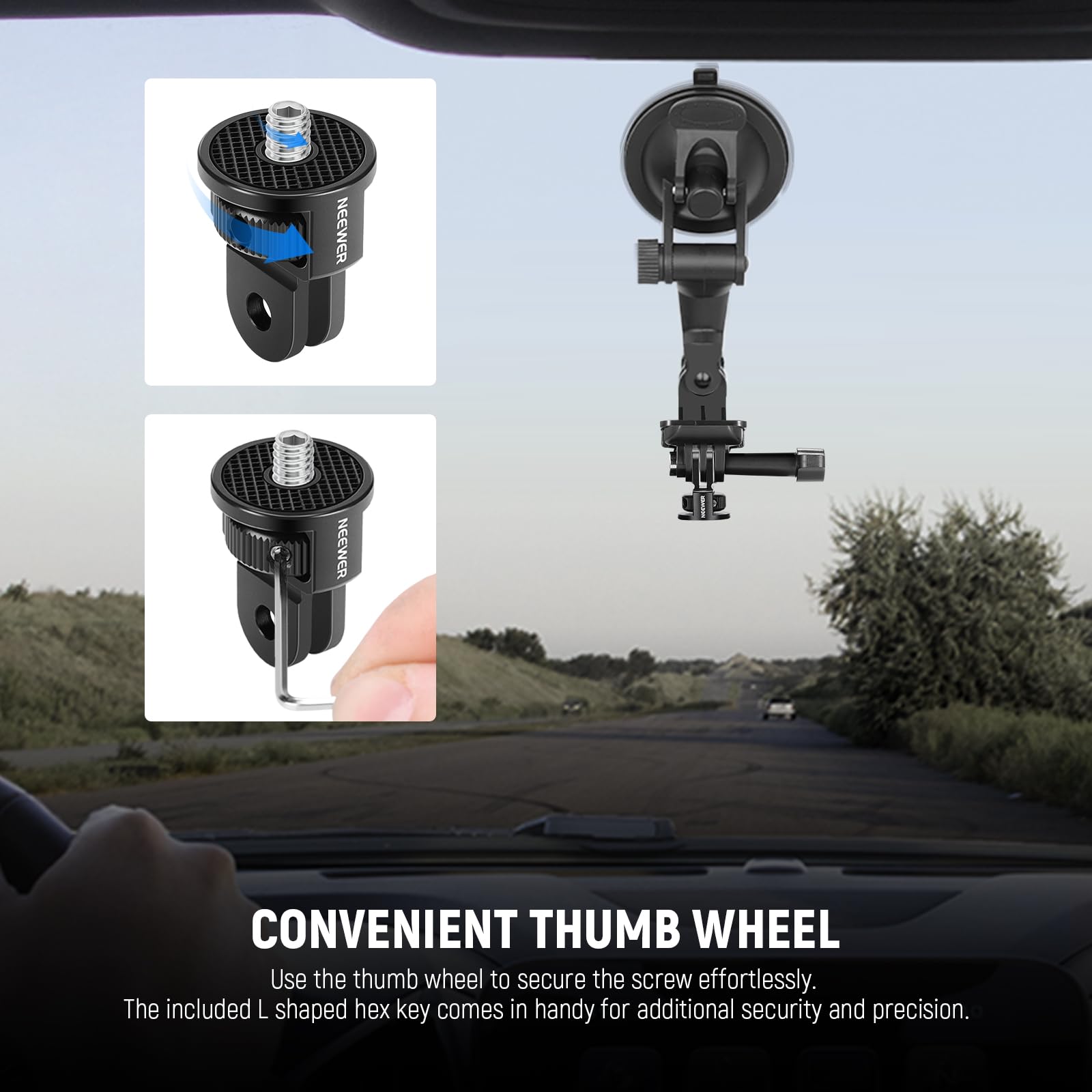 Neewer Adapter do montażu kamery sportowej ze śrubą 1/4 cala ze stopu aluminium kompatybilny z GoPro Hero 13 12 Insta360 X4 X3 DJI Osmo Pocket 3 Creator Combo klatka na telefon, GP-7