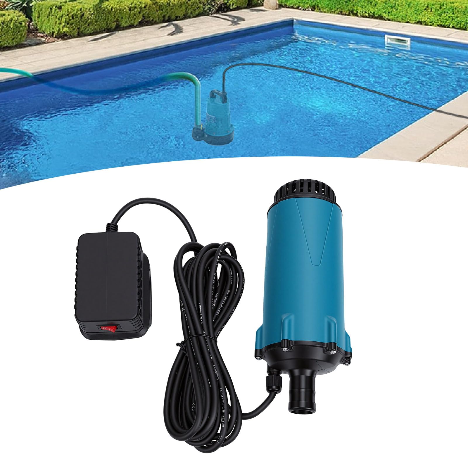 Pompa per Trasferimento Acqua, Pompa Sommergibile a Batteria da 120 L H, Elettrica Portatile con Custodia per Batteria Compatibile BL1845 per Piscina, Stagno, Giardino, Fattoria, Serra, Acqua