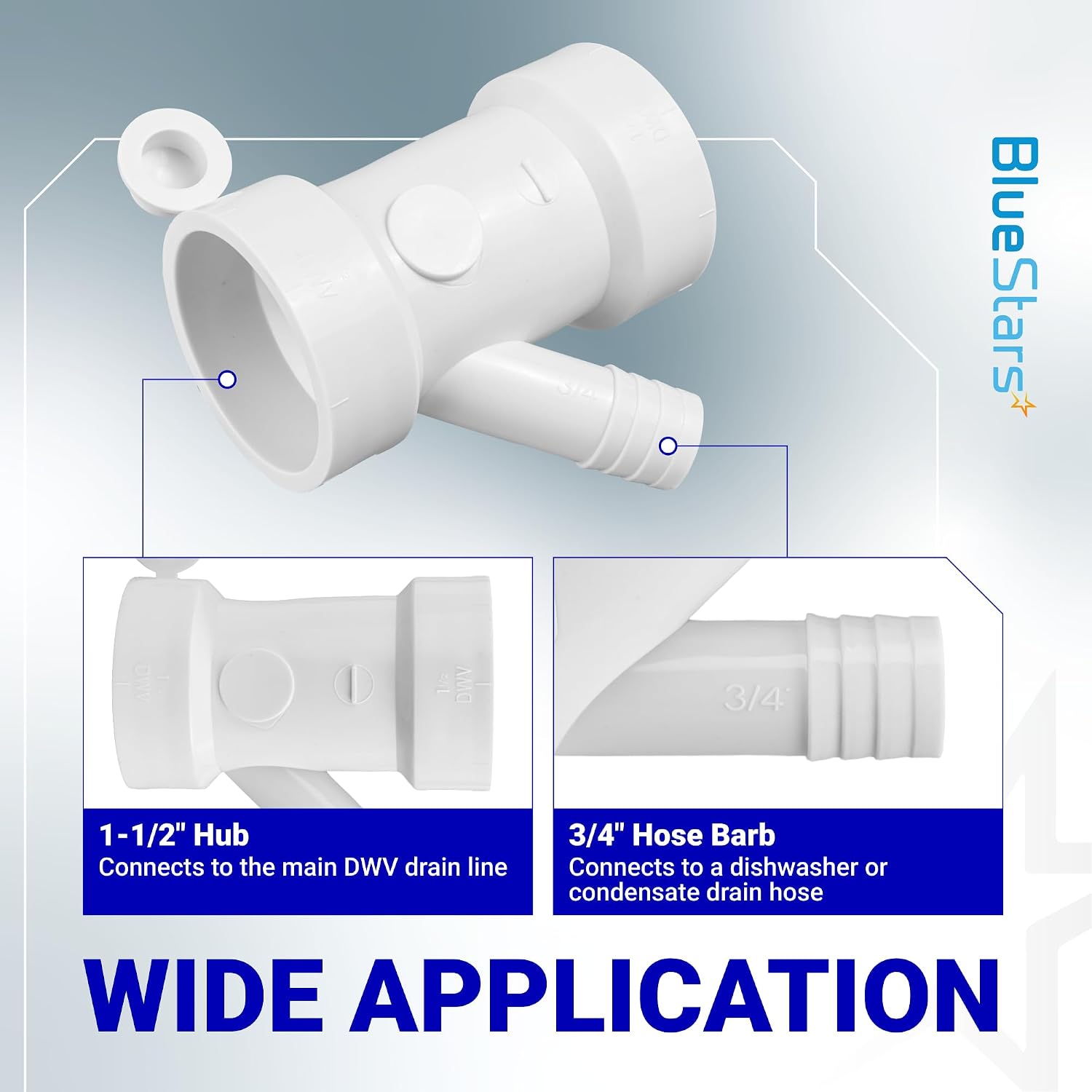 [NEW] BlueStars 212332 Condensate Drain Pipe 1-1/2" x 1-1/2" x 3/4"