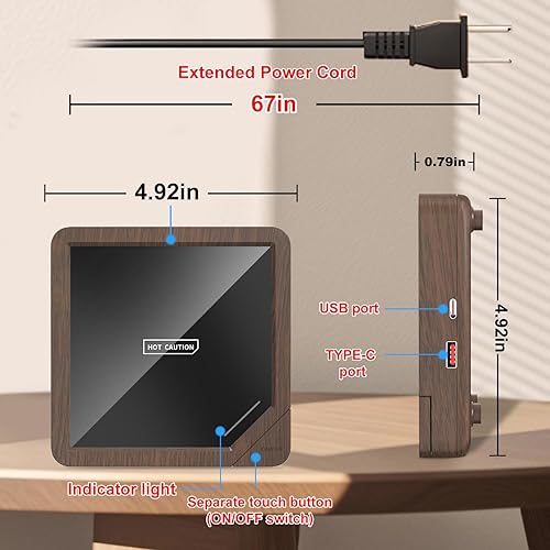 Miniatura 10 de Calentador de taza de café con 2 puertos de carga USB calentador de cera de vela de apagado automático, accesorios de café para bebidas calentadas