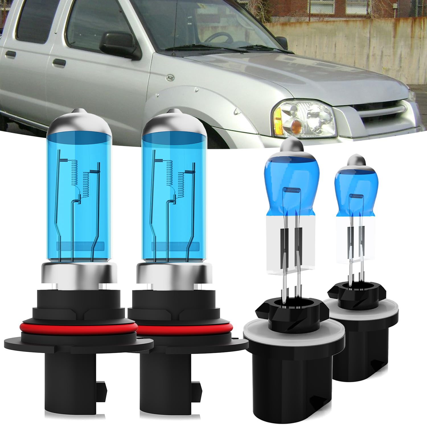 Halogen Headlights Fit For Nissan Frontier 2003-2004 Headlight Bulbs,9007/HB5 High/Low Beam + 880/881/H27 Fog Light Bright Light Combo,Plug And Play,Pack of 4 (Nissan Frontier 2003-2004)