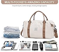 Vista 2 de Bolsa de lona de viaje, bolsa de gimnasio deportiva, bolsa de hombro para fin de semana para mujer