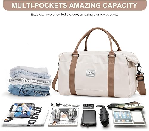 Vista 2 de Bolsa de lona de viaje, bolsa de gimnasio deportiva, bolsa de hombro para fin de semana para mujer