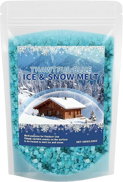 Ice Melt Snow Melting Agent, 2026 New Thawtful Blue Ice & Snow Melt,Fast-Acting Rock Salt Blend for Driveways & Sidewalks Cold Winter Weather (1pc)